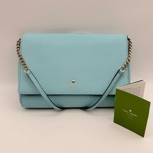 Kate Spade New York Charlotte Street Alek Turquoise Leather Crossbody Clutch Bag